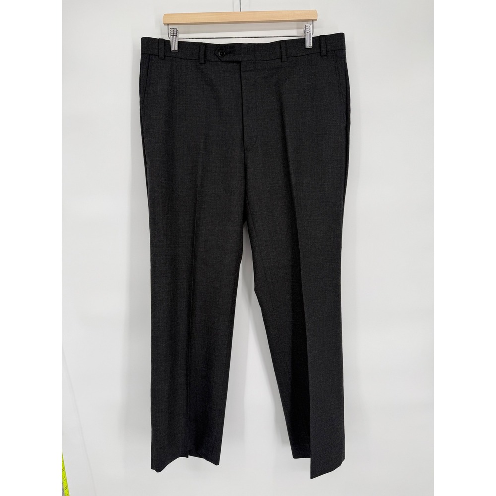 John Clarendon Men's Dark Gray Dress Pants Flat Front Classic Fit Business Sz 38